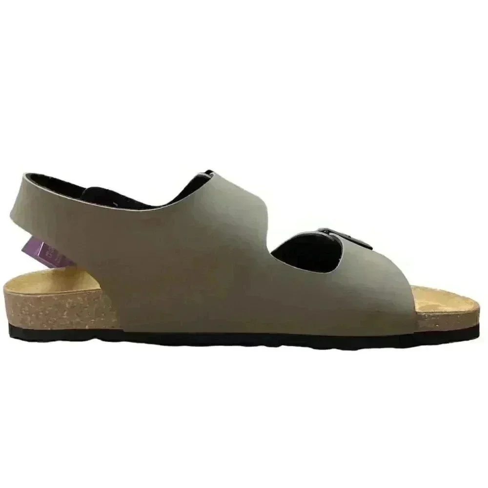 Plakton Baku Men 8 41 Slingback 2 Strap Cork Sandals taupe Gray Soft Footbed NEW